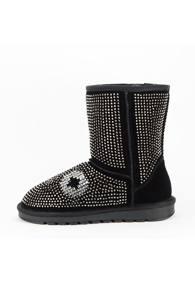 Cizme negre din piele naturala W8008 112 12045 - Negru