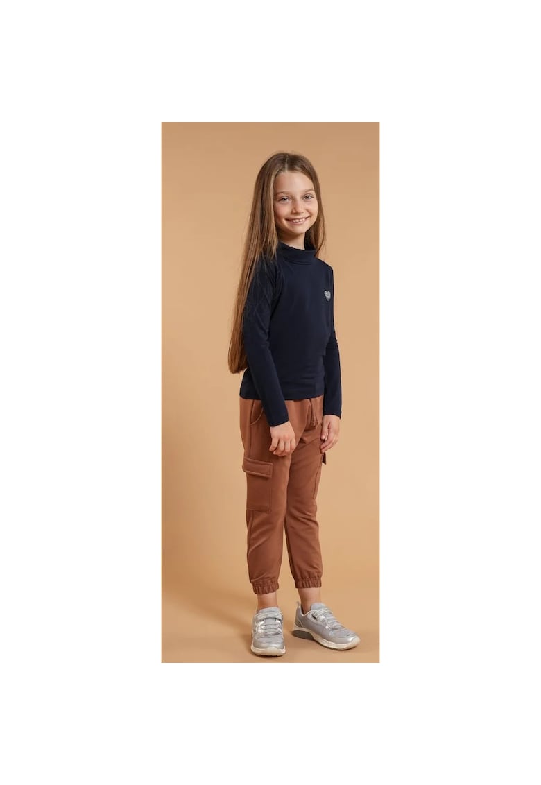 Pantaloni din bumbac cu buzunare pentru fetite - Maro
