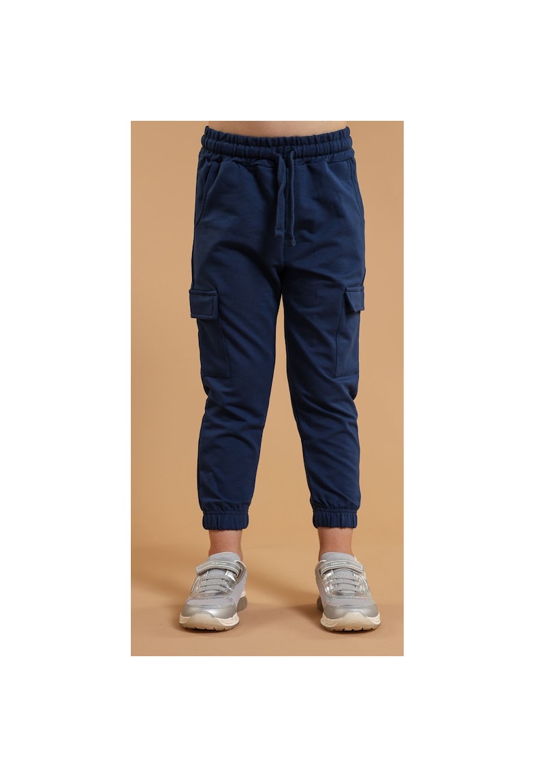 Pantaloni din bumbac cu buzunare pentru fetite - Albastru