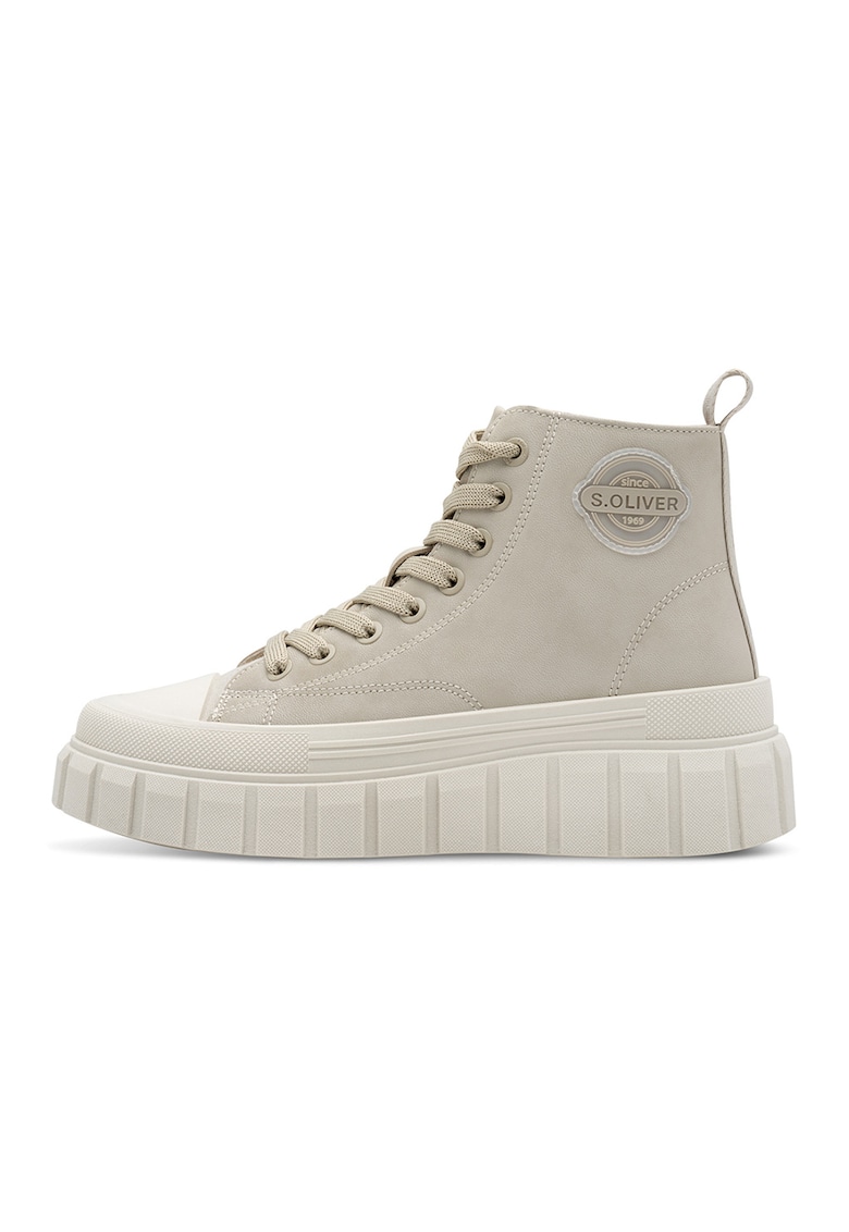 Oferte la Tenisi mid-high de piele ecologica cu logo - Grej