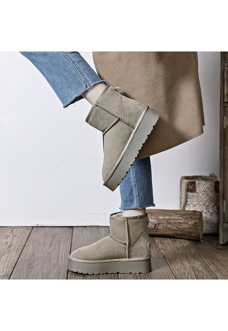 Ghete taupe din piele naturala JB1925 117 13946 - Maro deschis