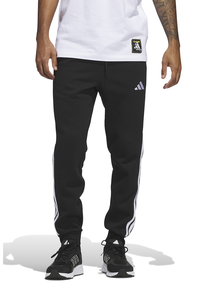 Pantaloni de trening cu logo si snur de ajustare - Alb/Negru