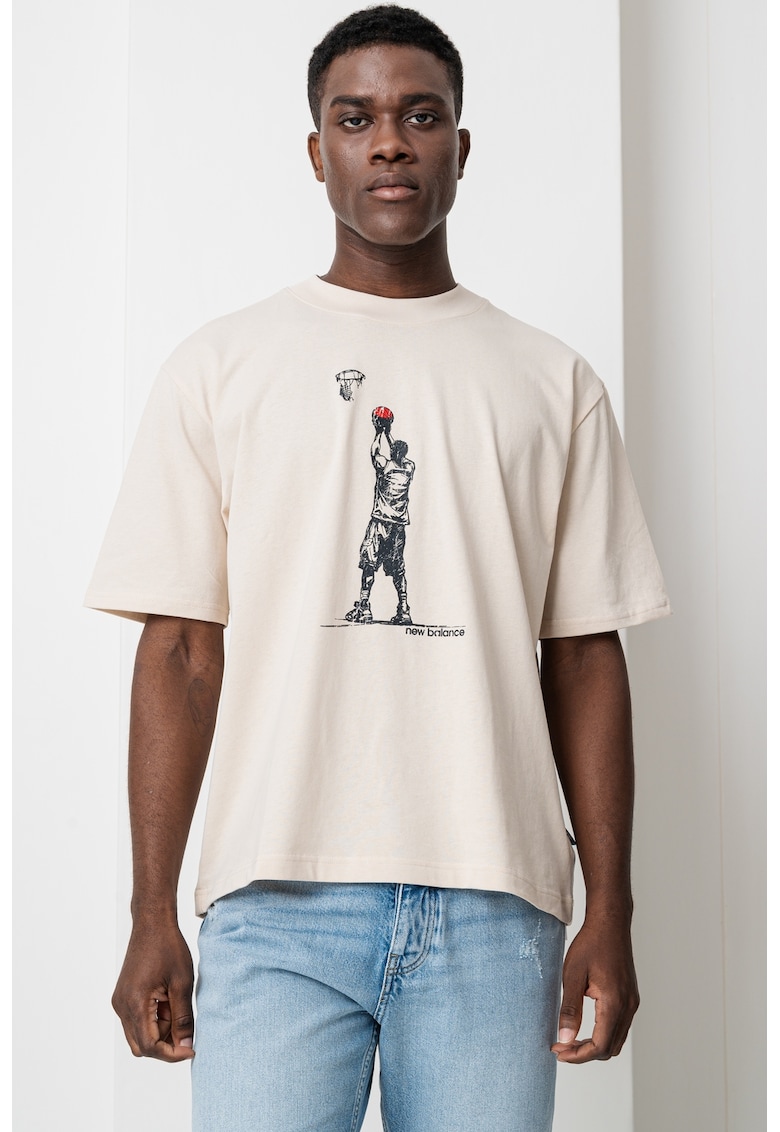 Tricou lejer cu imprimeu - Negru/Bej