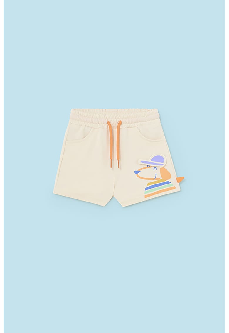 Pantaloni scurti cu design interactiv - Portocaliu/Crem