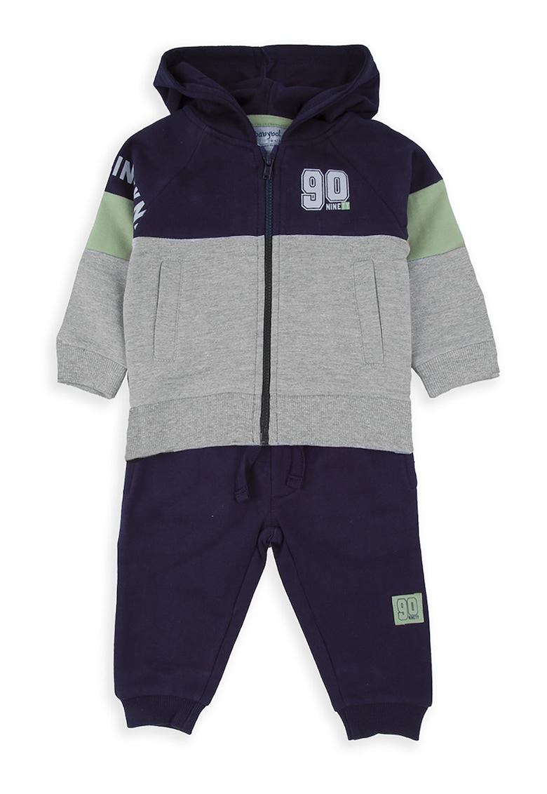 Set de hanorac si pantaloni cu snur - 2 piese - Verde/Gri/Albastru indigo