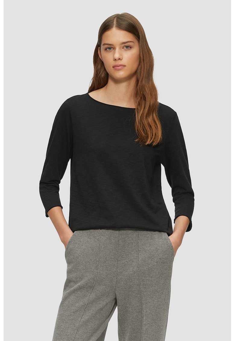 Bluza lejera cu decolteu rotund - Negru