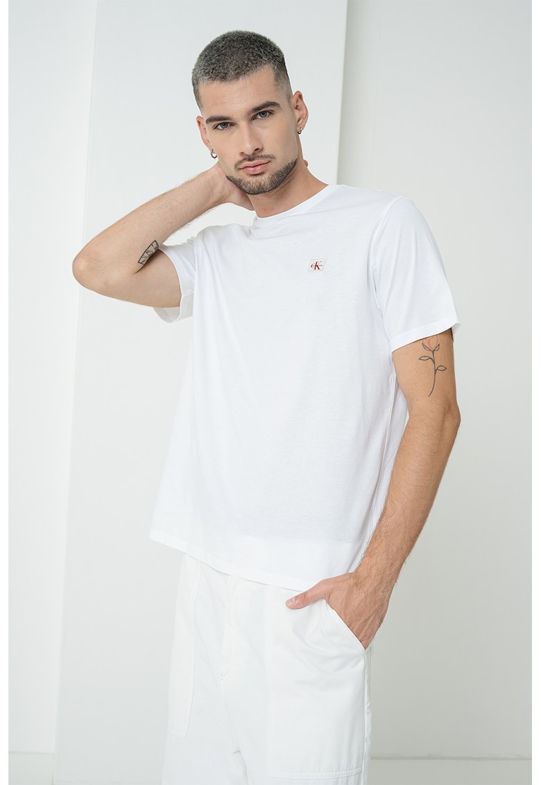 Tricou de bumbac cu logo - Alb optic