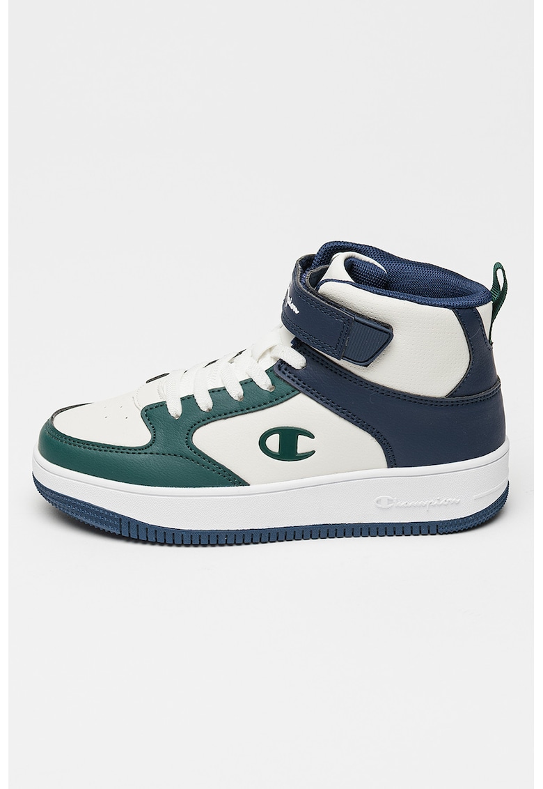Pantofi sport din piele ecologica cu logo - Alb/Verde/Bleumarin