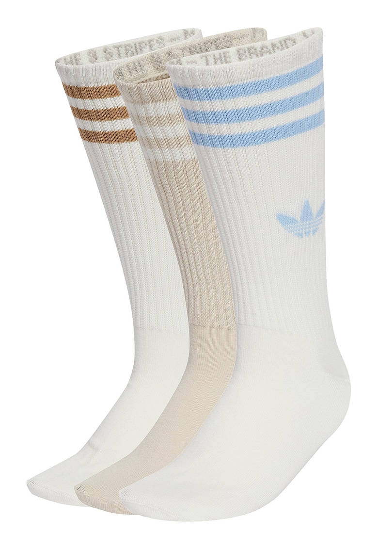 Set de sosete lungi unisex cu logo - 3 perechi - Alb murdar/Bej deschis