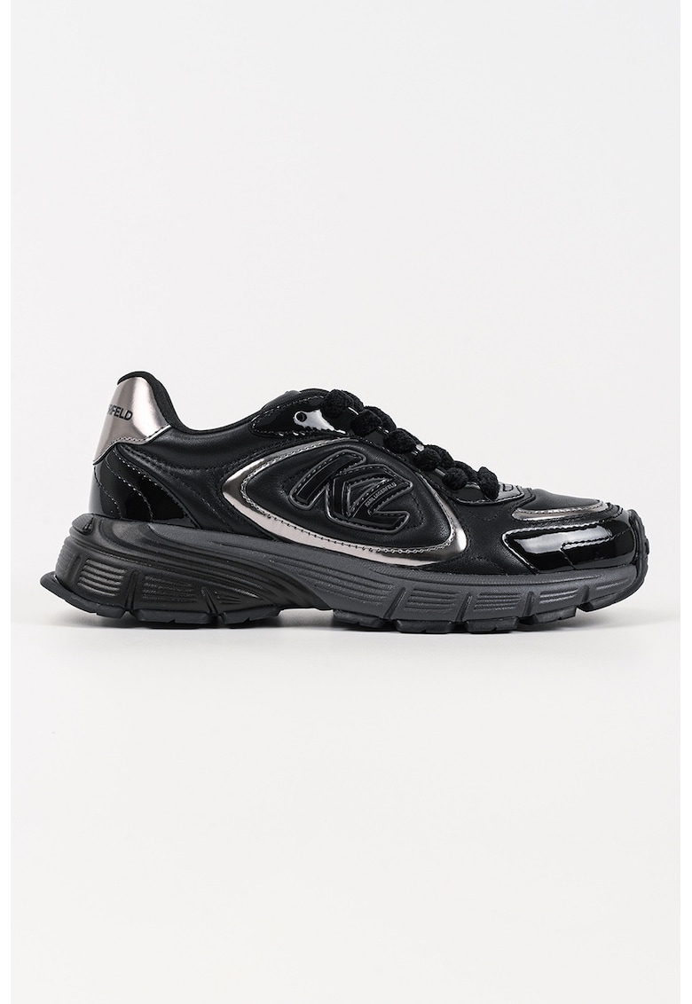 Pantofi sport din piele cu logo - Negru/Argintiu
