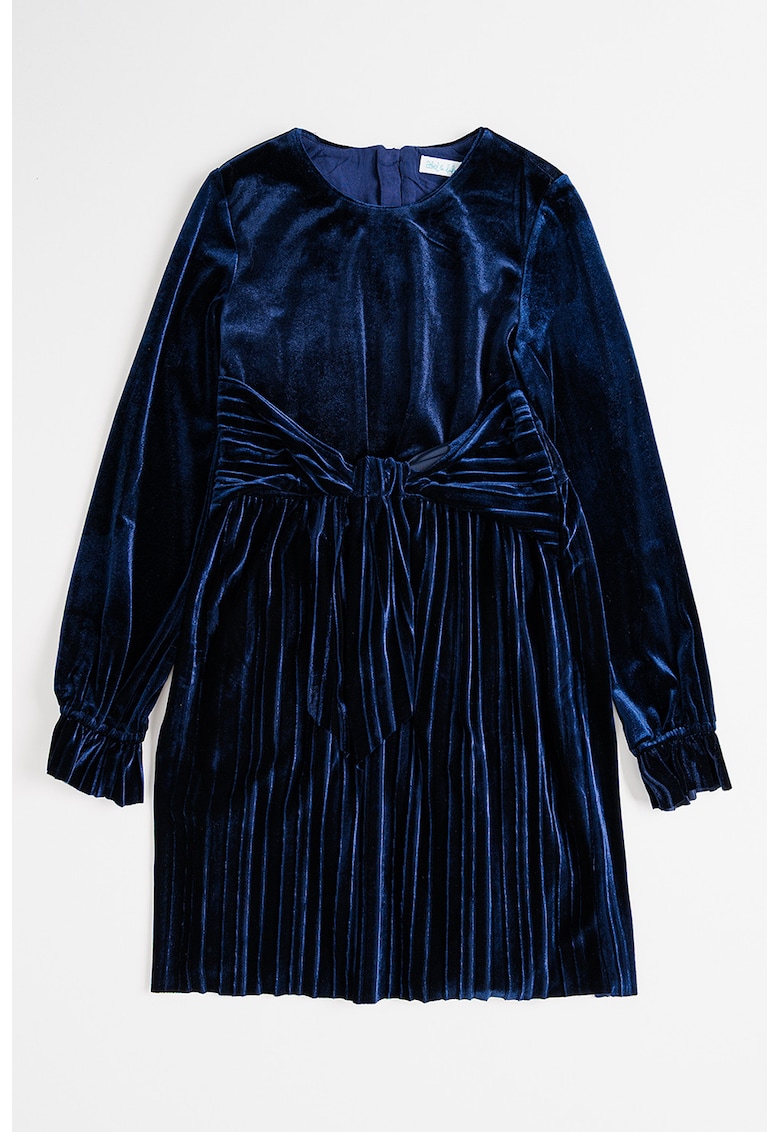 Rochie de catifea cu funda - Bleumarin