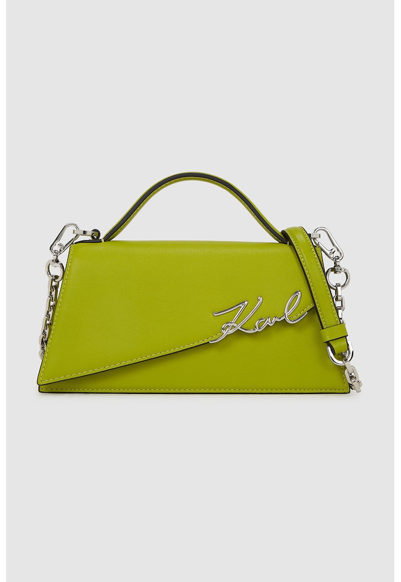 Geanta crossbody din piele Signature Slim - Verde electric