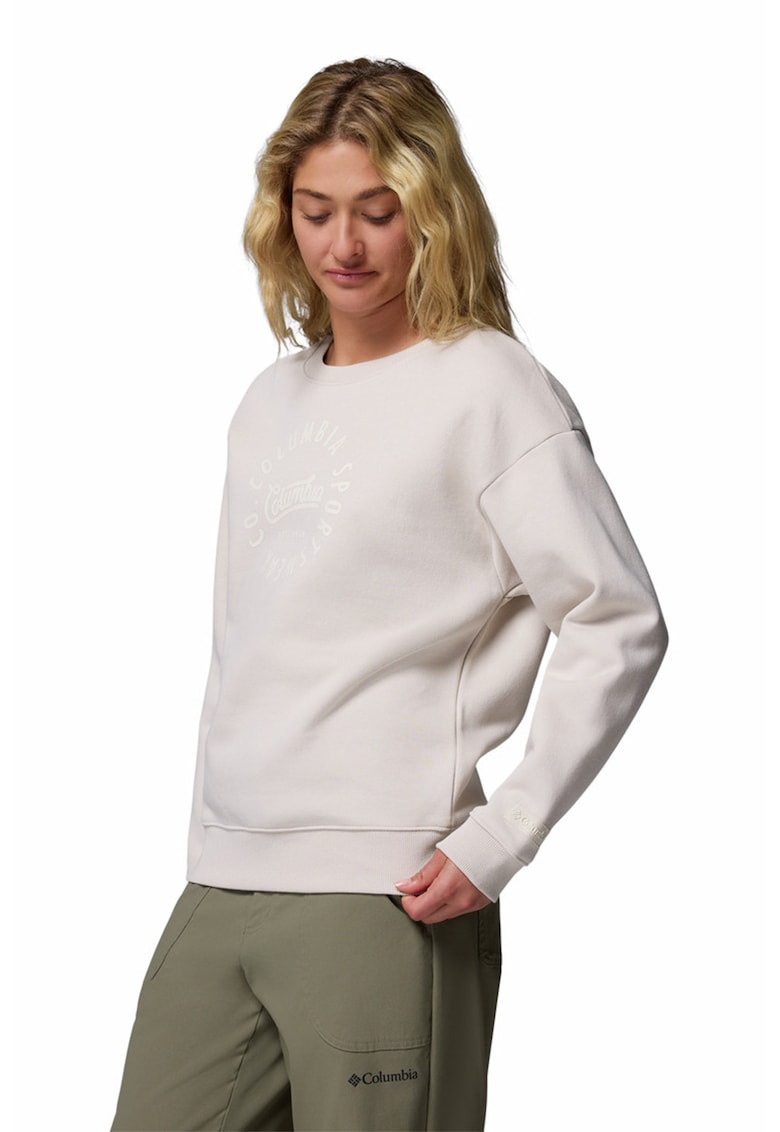 Bluza de trening cu logo si maneci cazute - Bej deschis