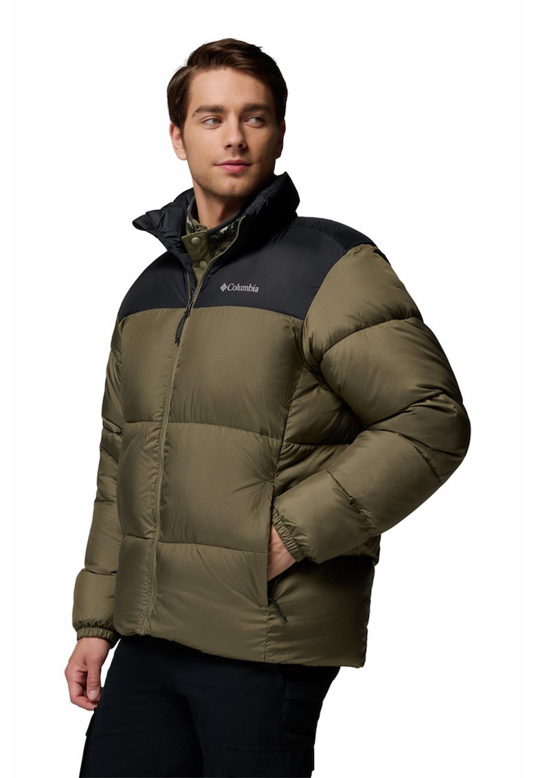 Geaca bufanta cu aspect matlasat Puffect III - Negru/Verde masliniu