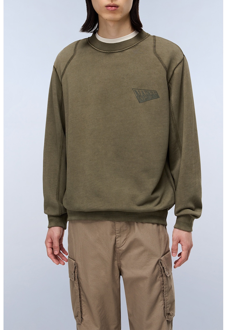 Bluza lejera de trening din bumbac cu imprimeu logo pe spate - Maro taupe/Kaki