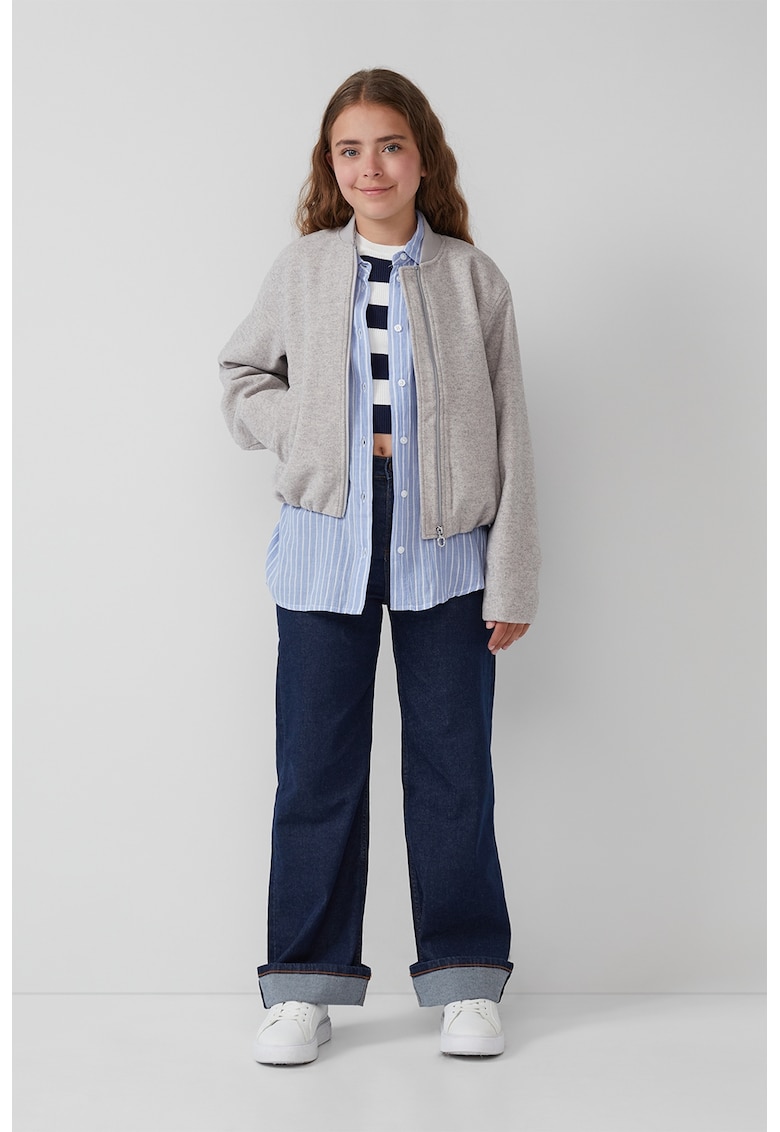 Jacheta bomber cu fermoar - Gri deschis