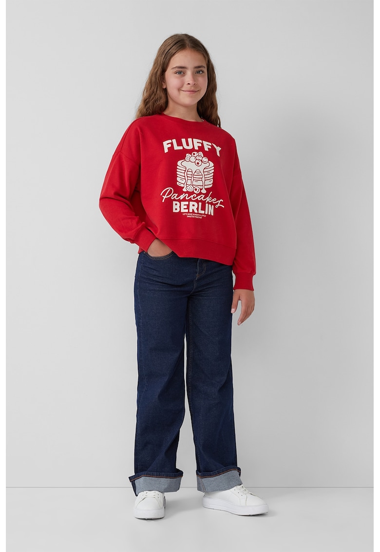 Bluza de trening din amestec de bumbac cu imprimeu grafic - Rosu/Alb