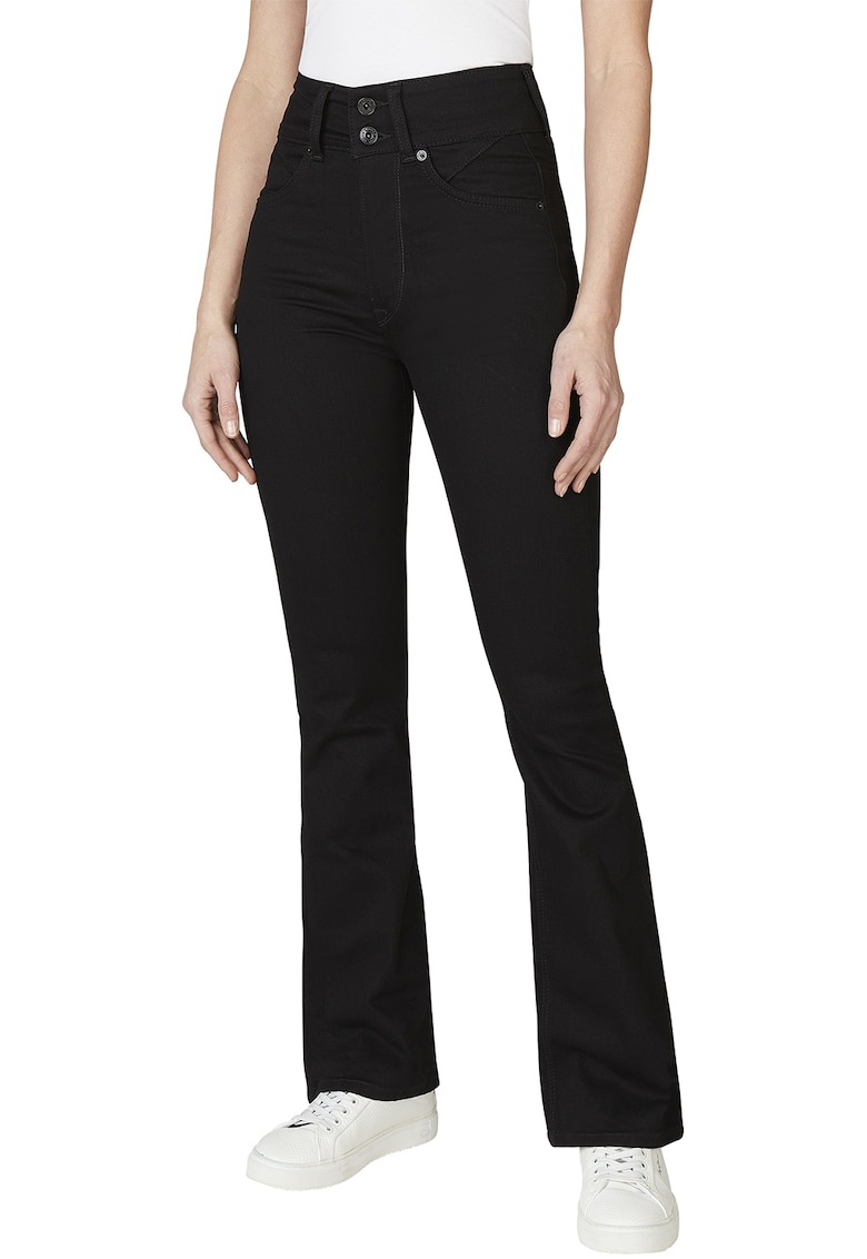 Blugi skinny cu croiala evazata - Negru