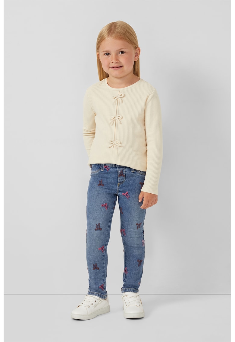 Blugi skinny cu broderii - Albastru