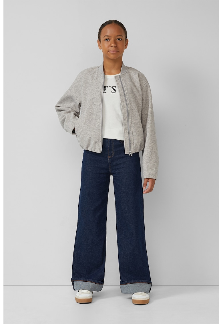 Bluza din bumbac cu imprimeu text - Alb