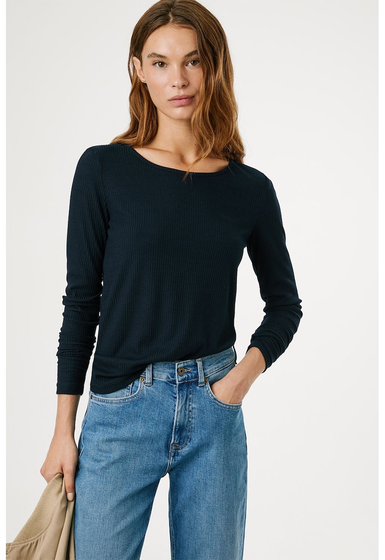 Bluza striata cu model uni - Albastru ultramarin