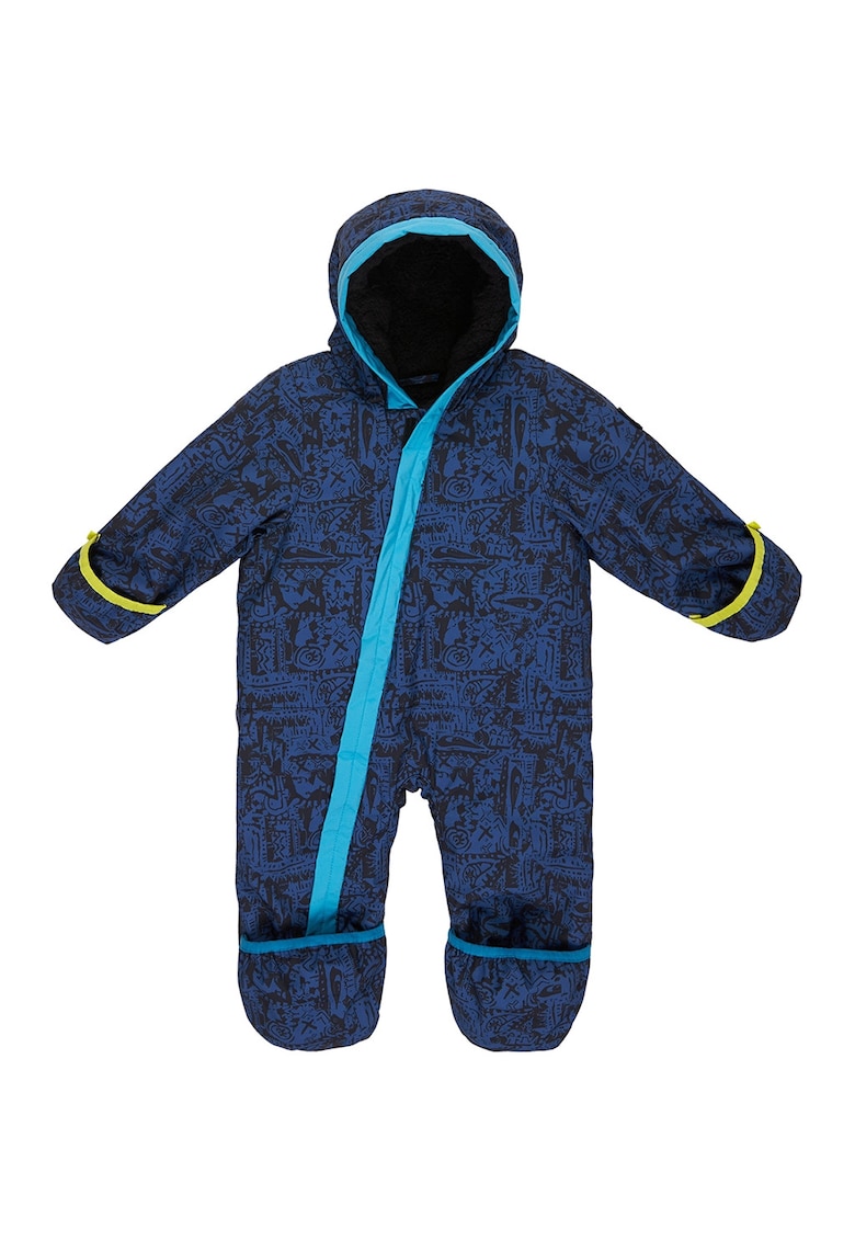 Salopeta cu model si inchidere velcro - Negru/Albastru