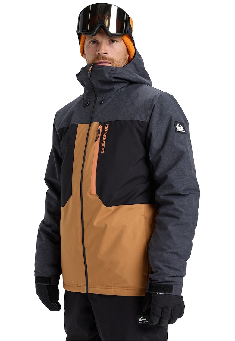 Geaca cu gluga pentru ski Dawson - Negru/Portocaliu persan/Gri antracit