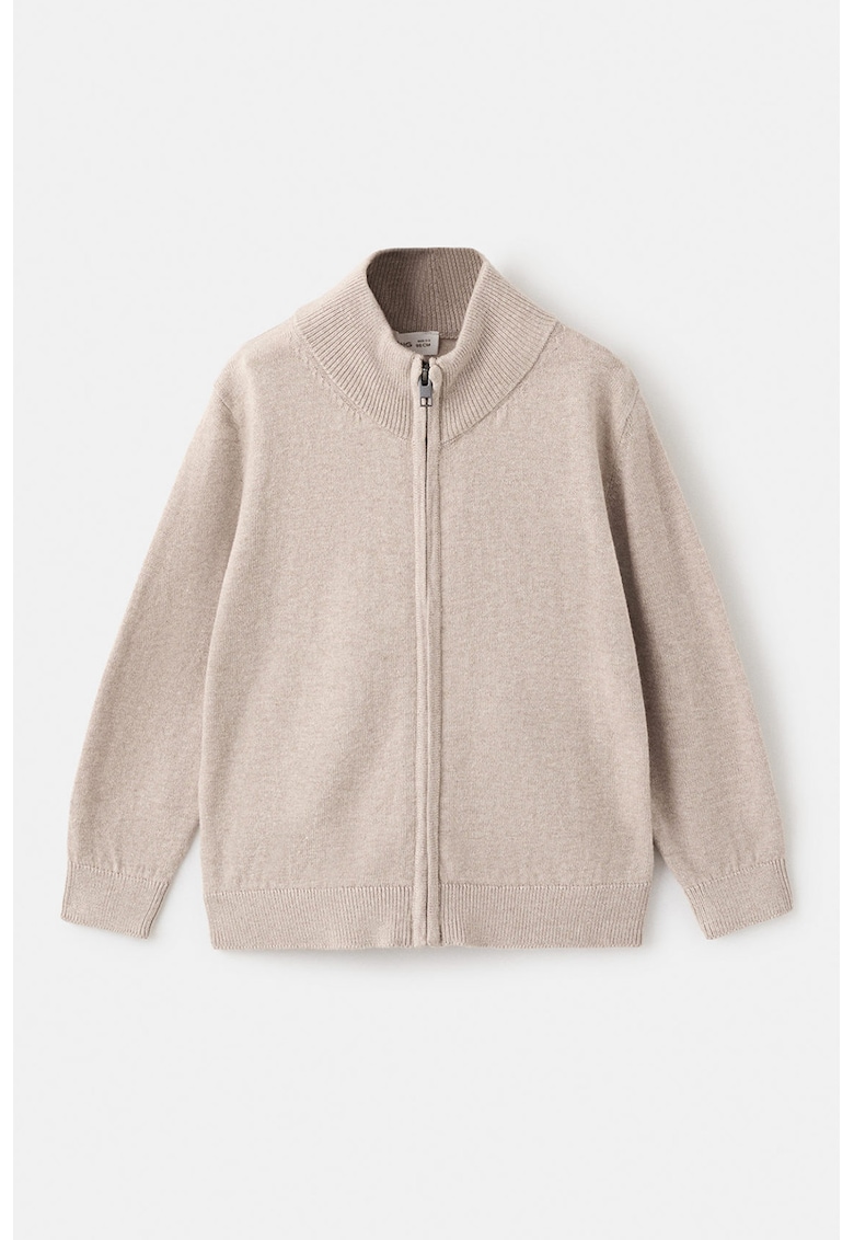 Cardigan tricotat cu fermoar - Bej deschis