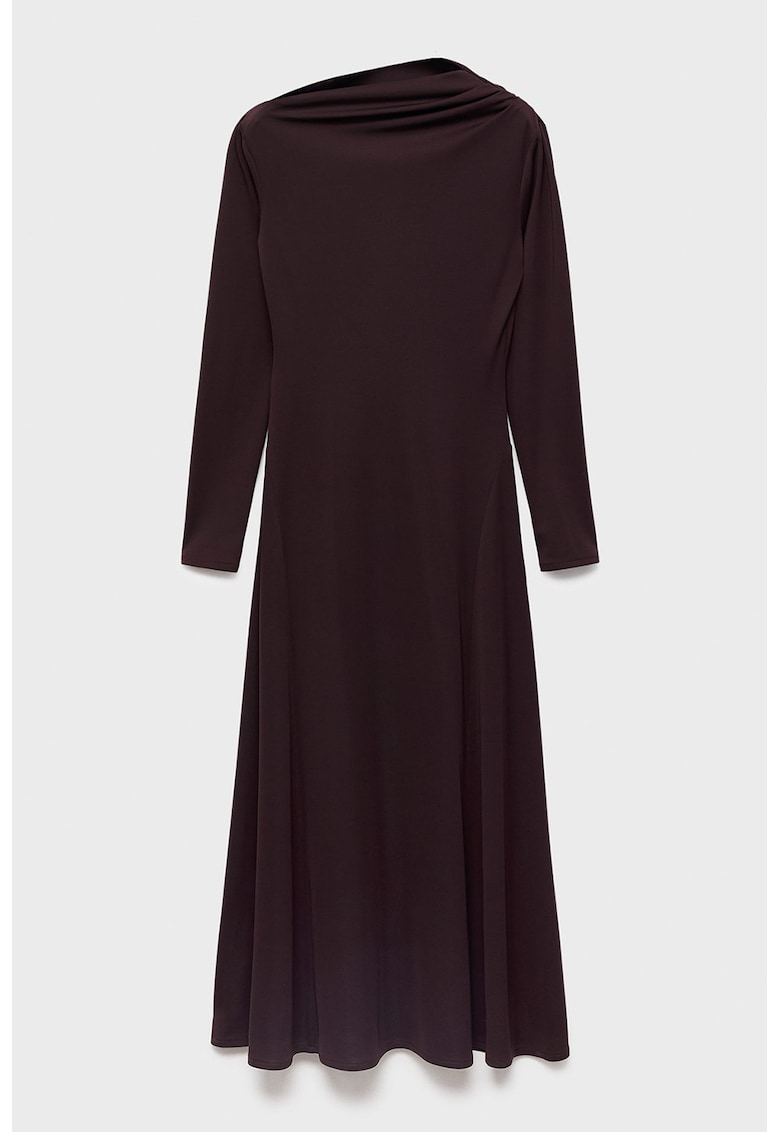 Rochie midi cu decolteu drapat - Visiniu