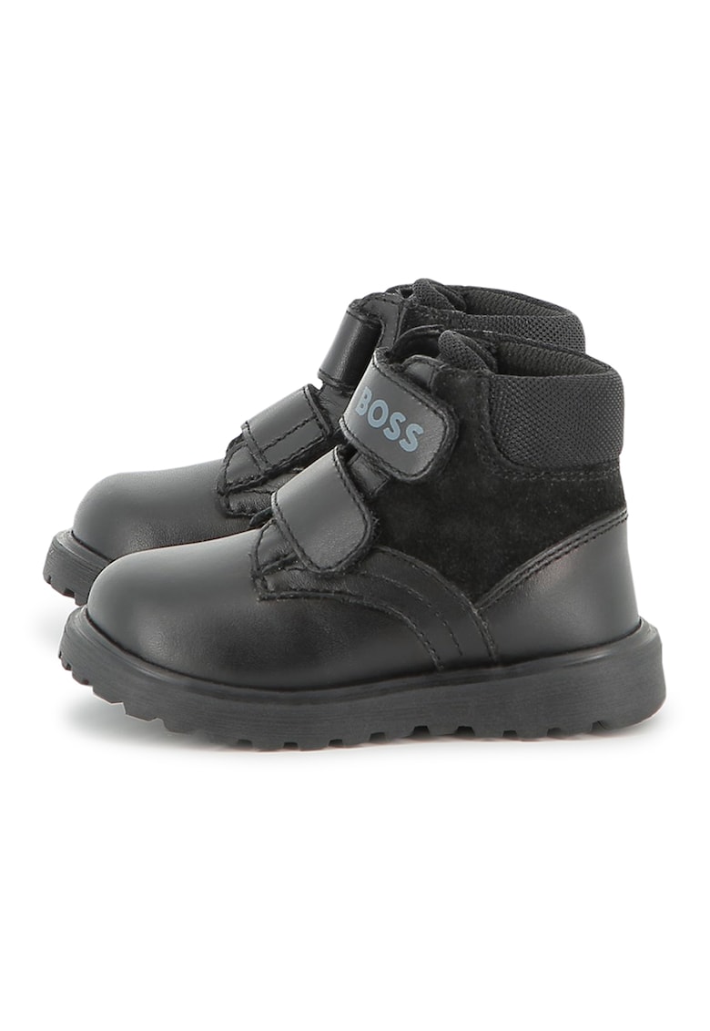 Ghete din piele cu inchidere cu velcro - Negru