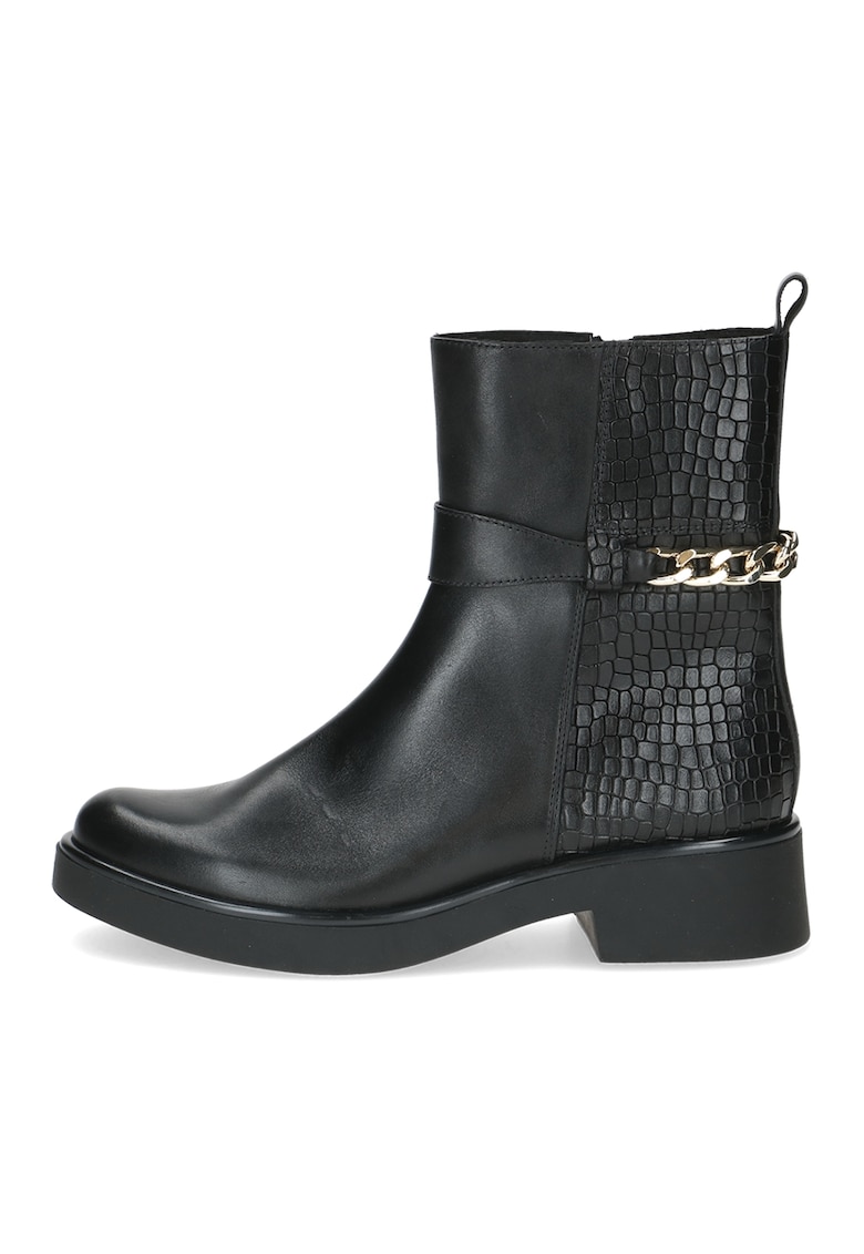 Ghete din piele cu aspect de piele de crocodil - Negru