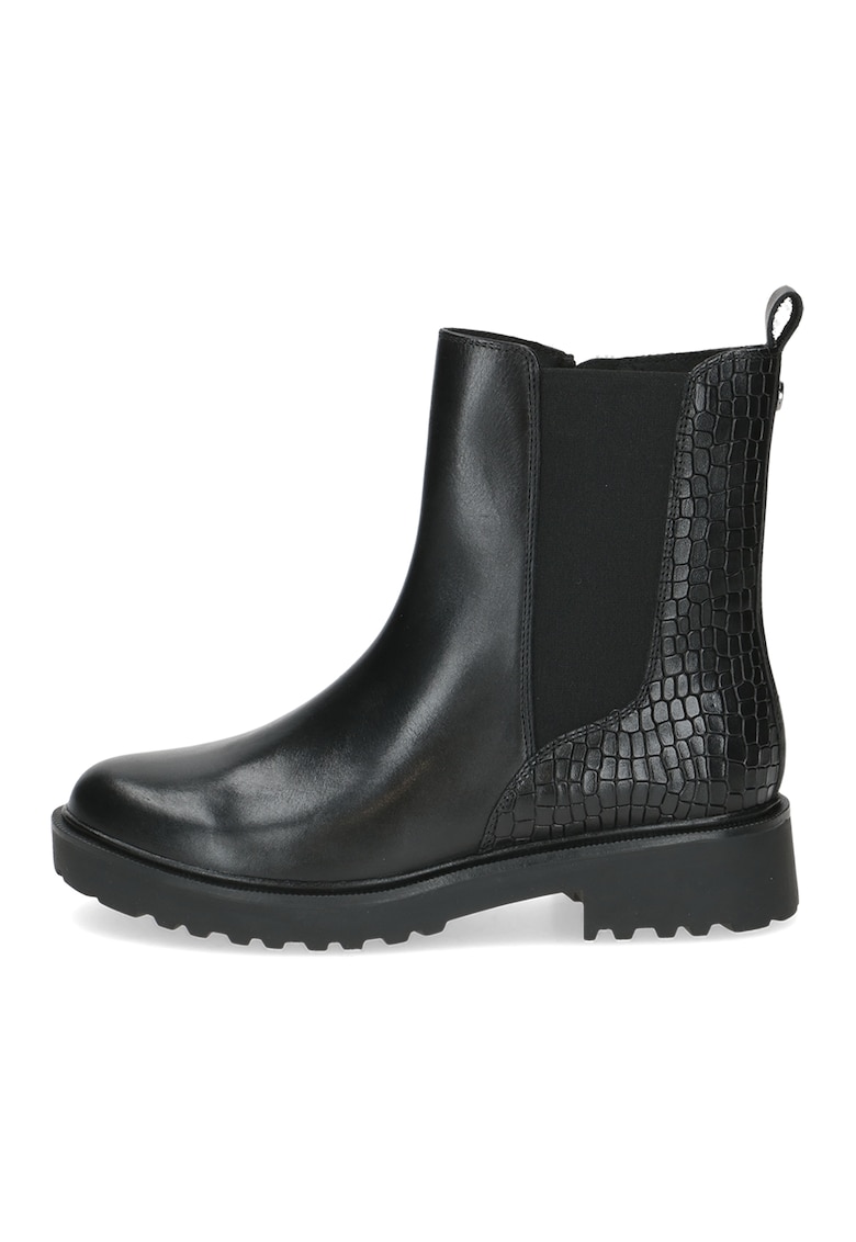 Ghete de piele cu segment textil - Negru
