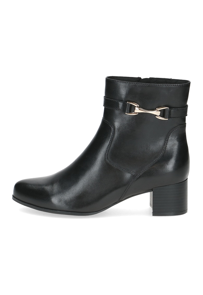 Botine din piele cu detaliu metalic - Negru