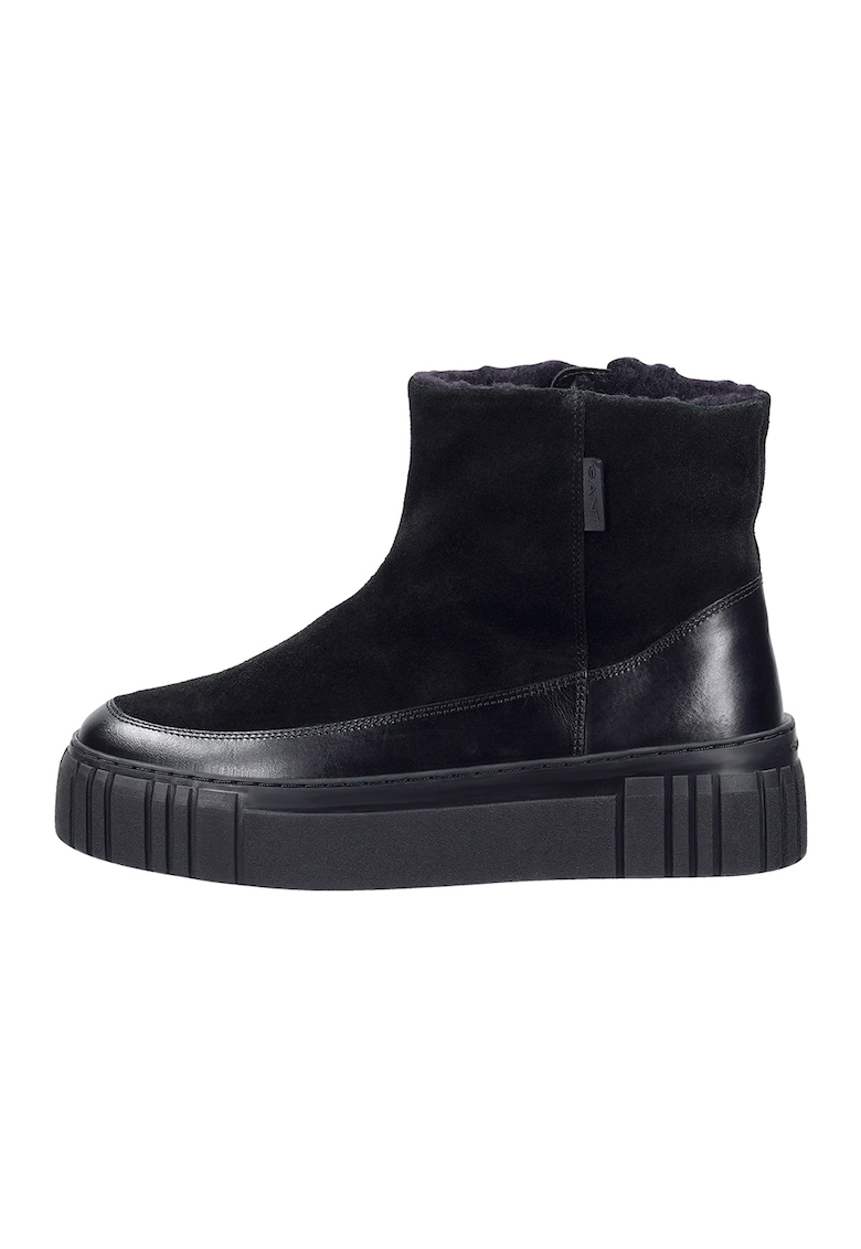 Ghete din piele intoarsa si piele cu platforma Snowmont - Negru