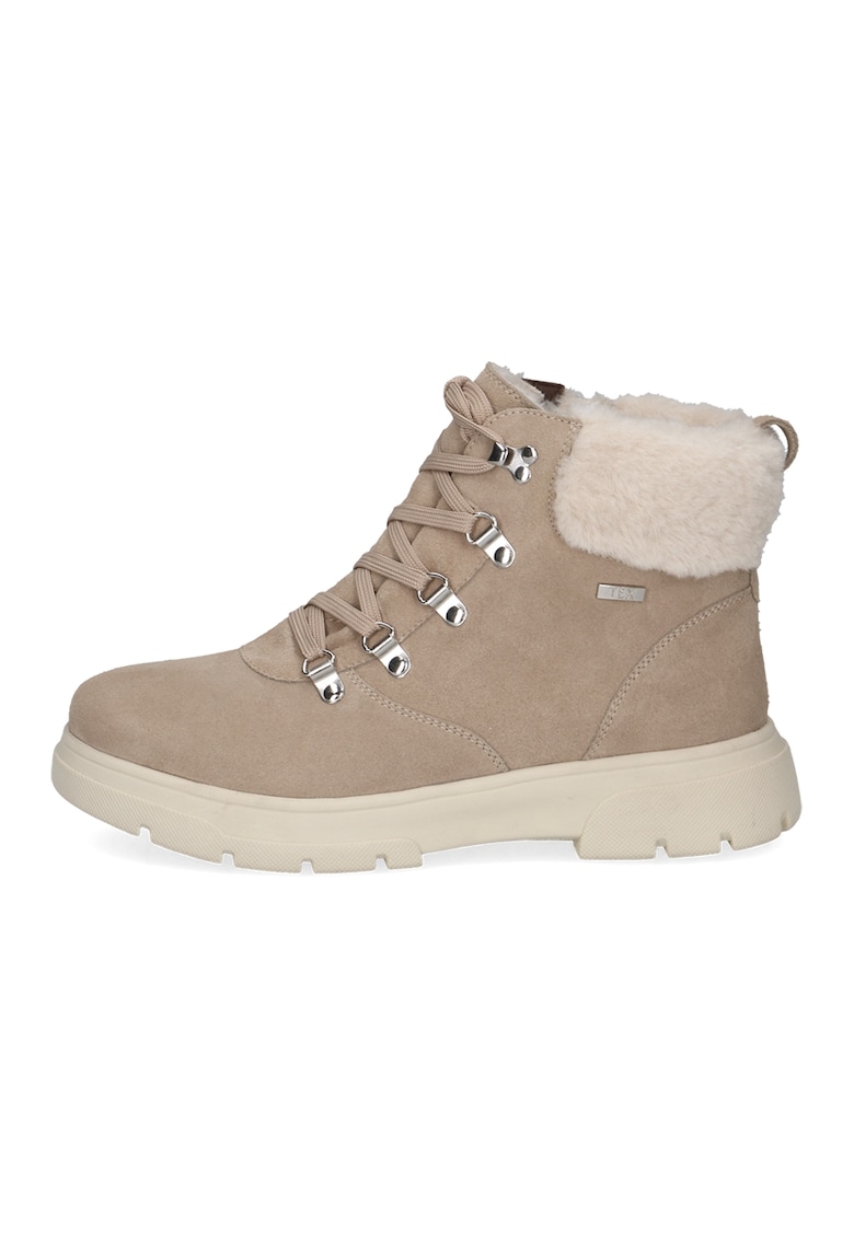Ghete de piele cu insertie de plus - Maro taupe deschis