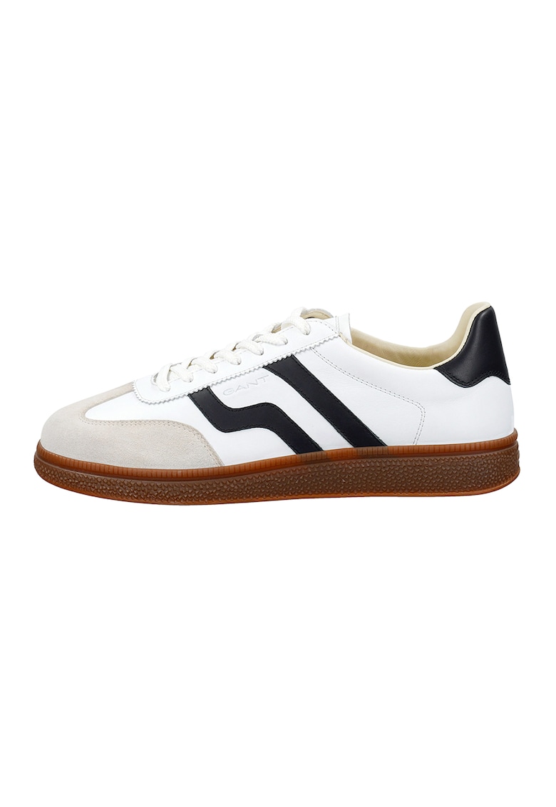 Pantofi sport low cut din piele Cuzmo - Alb/Negru/Bej deschis