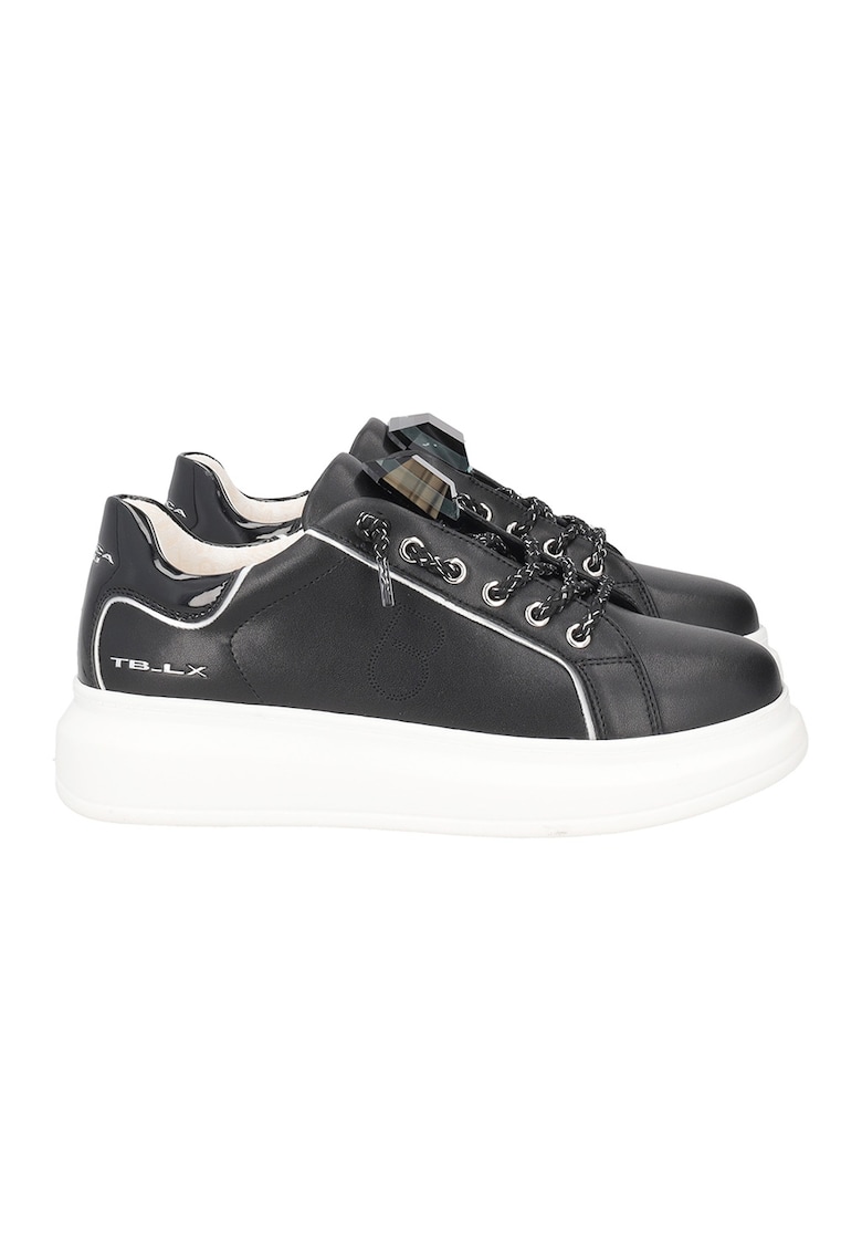 Pantofi sport cu insertii din piele - Negru