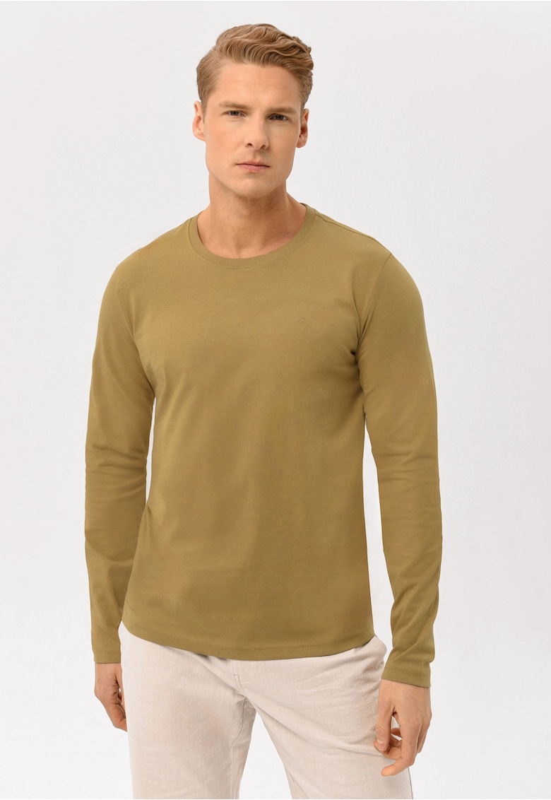 Bluza din bumbac  L-Hals pentru barbati - bej