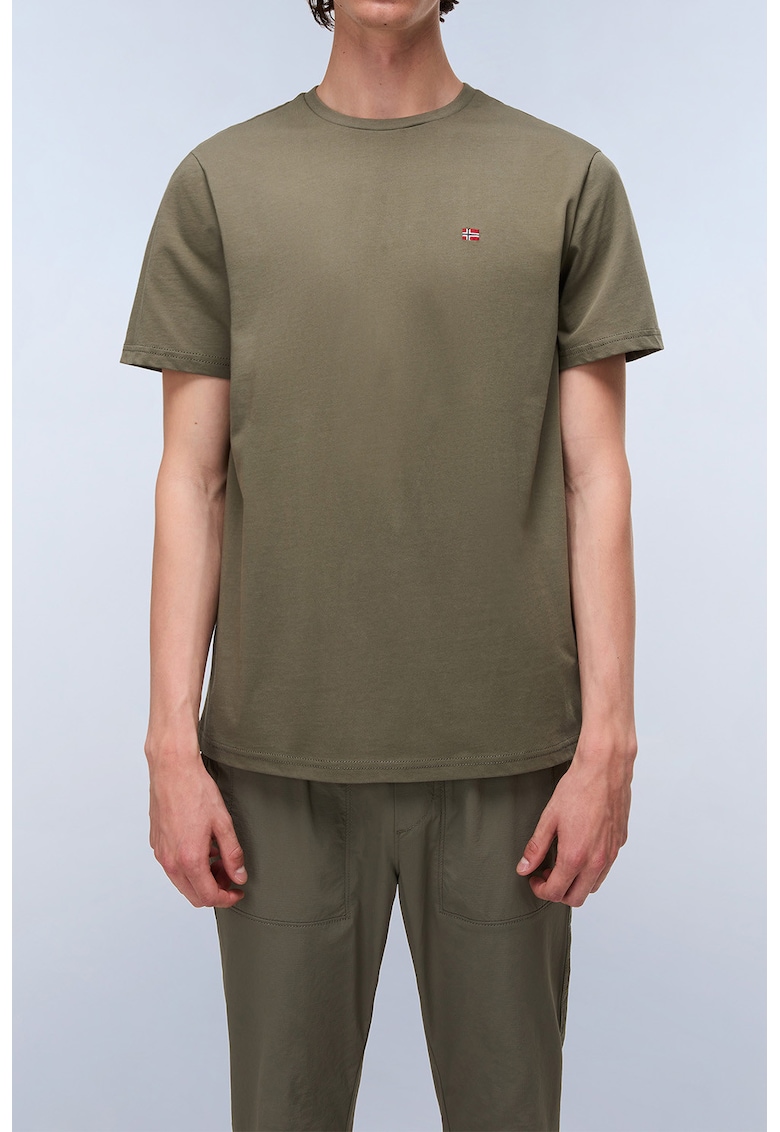 Tricou regular-fit de bumbac Salis - Rosu inchis/Kaki