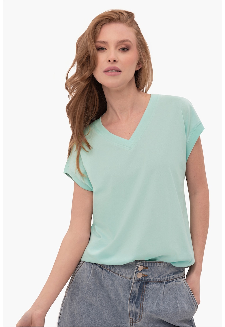 Tricou pentru femei  T-Sky menta - V-neck Comfort Fit - Verde menta deschis