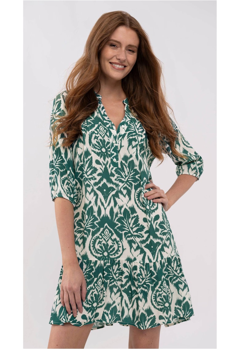 Rochie  G-Peonia - verde cu model - Verde