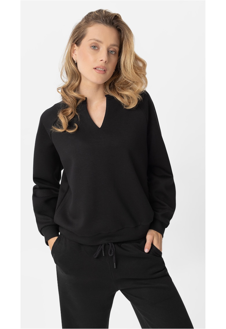 Bluza de trening cu decolteu in V  B-Kaya - dama - Comfort Fit - lejer - negru - Negru