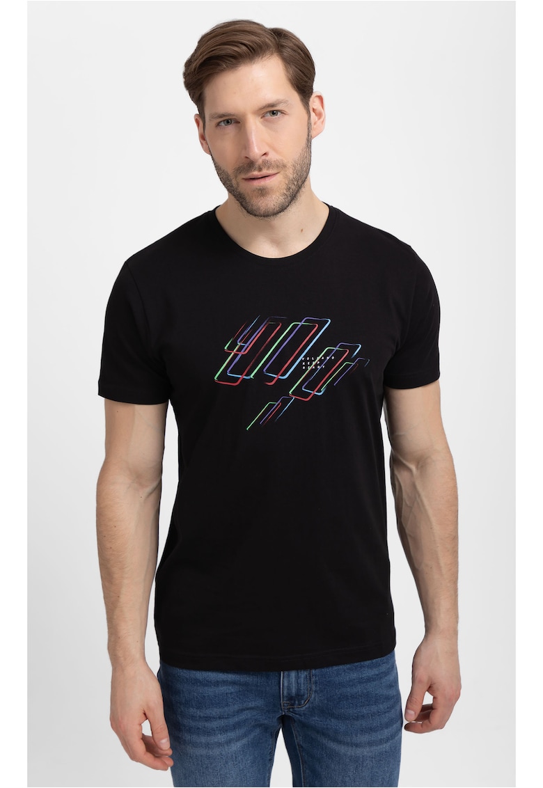 Tricou  T-Laser pentru barbati - negru cu imprimeu - Negru