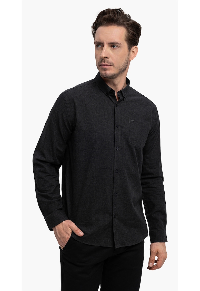 Camasa barbati din bumbac  K-Beri - Slim Fit - grafit - Gri grafit