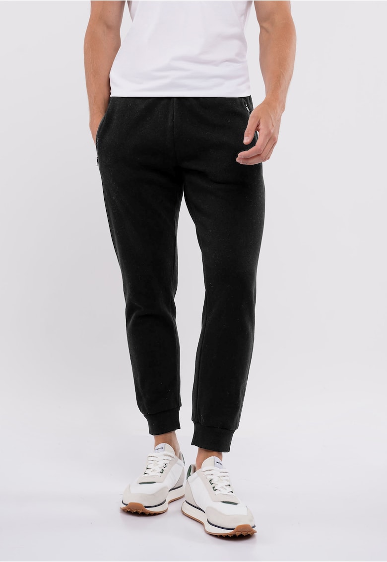 Pantaloni jogger din amestec de bumbac cu buzunare si fermoar -  N-Nicer - Negru - Negru