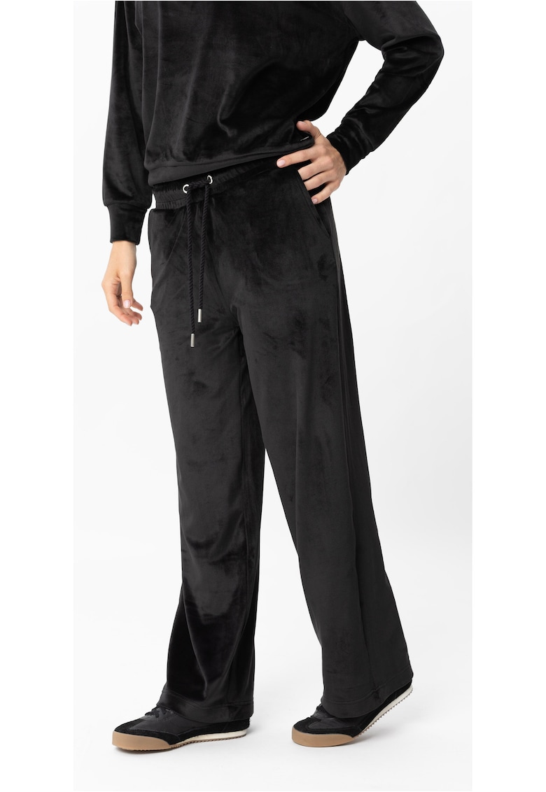 Pantaloni de trening din velur cu croiala ampla -  N-Case - Negru - Negru