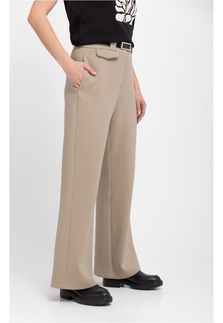 Pantaloni lungi eleganti pentru dama cu picior lat  R-Milen - bej - Bej