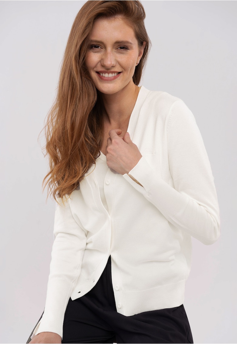 Cardigan  S-Vivi pentru femei - scurt - crem - Alb crem