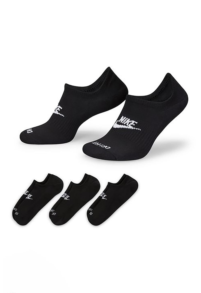 Set de sosete foarte scurte unisex cu tehnologie Dri-Fit Everyday Plus Cushioned - 3 perechi - Alb/Negru