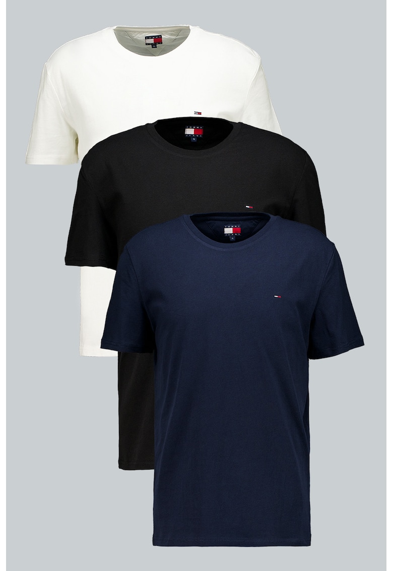 Set de tricouri slim fit - 3 piese - Negru/Alb murdar/Bleumarin